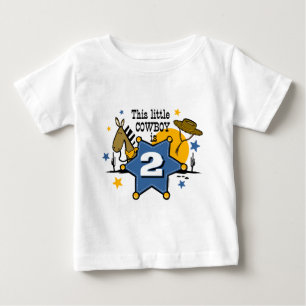 Para Bebê Camiseta segundo aniversário de cowboy pequena