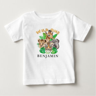 Para Bebê Camiseta Selva de Um primeiro aniversario Selvagem