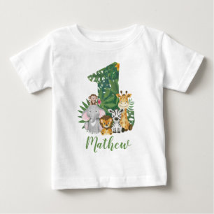 Para Bebê Camiseta Selva primeiro aniversario Selva Safari