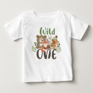 Para Bebê Camiseta Selvagem de Animais da Floresta de Um pri