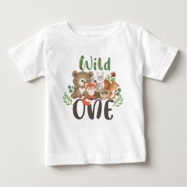 Para Bebê Camiseta Selvagem de Animais da Floresta de Um pri