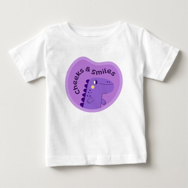 Para Bebê Camiseta Sorridente de Dinossauro Fofo (Frente)