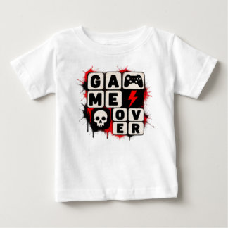 Para Bebê Camiseta Típográfica de Jogo Divertida - Game Over
