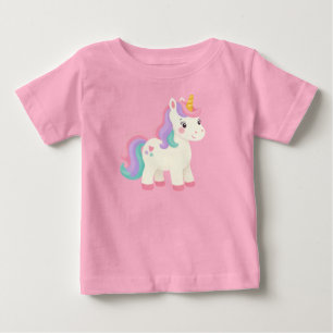 Para Bebê Camiseta Unicórnio Arco-Íris Pastel Fofa