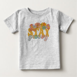 Para Bebê Camiseta Vintage Stay Groovy Flower Power