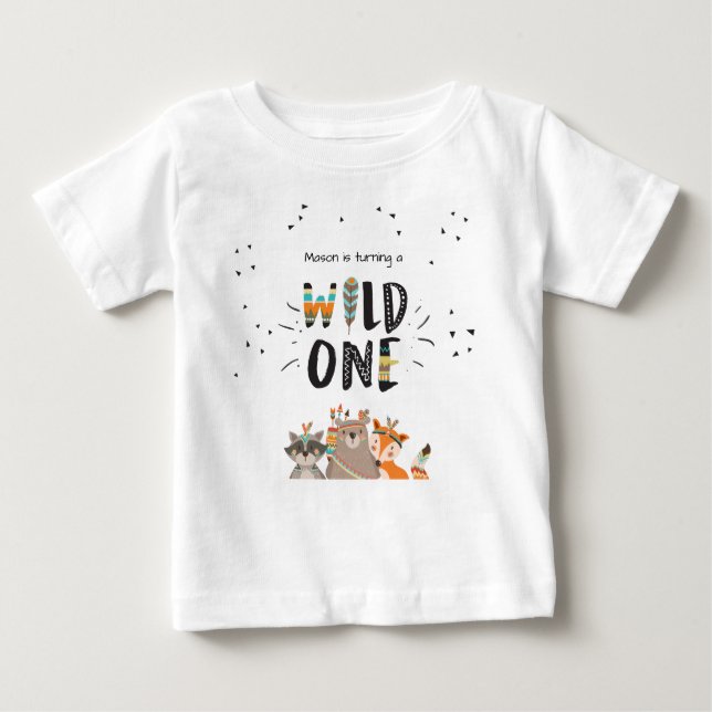 Para Bebê Camiseta Wild One First aniversário (Frente)