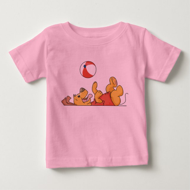Para Bebê Cão que joga com camiseta e presentes da bola (Frente)