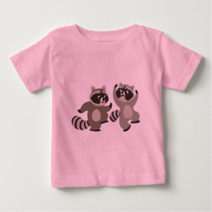 Para Bebê Caricaturas de dança, guaxinins, camiseta