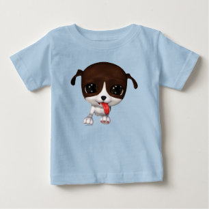 Para Bebê Cartoon Bonito Cãozinho Azul Camiseta