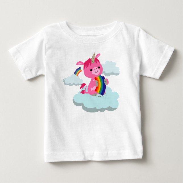 Para Bebê Cartoon Gelado-Arco-Íris, Unicórnio Bebê, Camiseta (Frente)