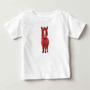 Para Bebê Cavalo castanho vermelho adorável Camiseta branc