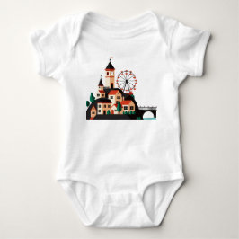 Para Bebê Cena de cidade com roda-gigante Body Bodysuit Baby