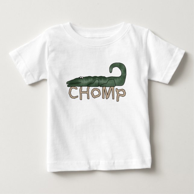 Para Bebê Chomp o camiseta e os presentes do jacaré (Frente)