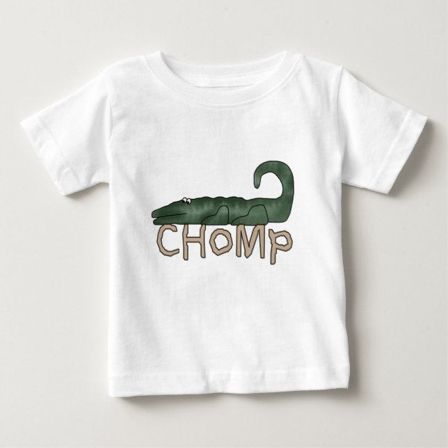 Para Bebê Chomp o camiseta e os presentes do jacaré (Frente)