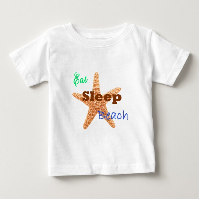 Para Bebê Comer Dormir Praia - Camiseta Infantil (Frente)