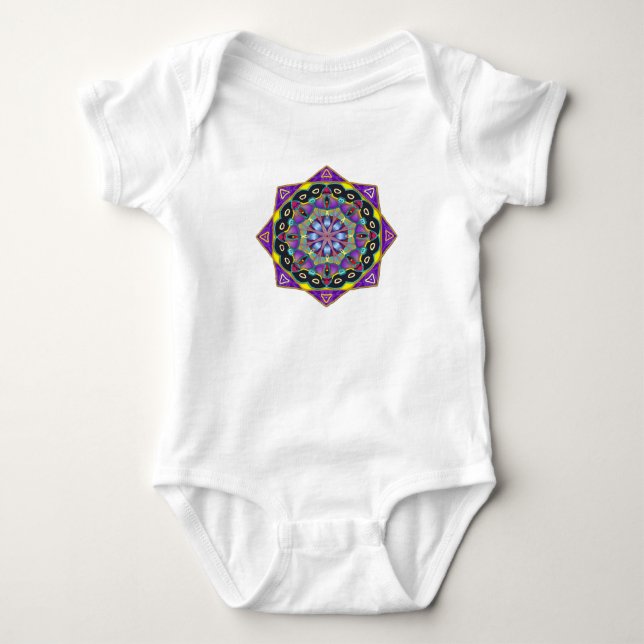 Para Bebê COR VIDRO PEDAÇADO MANDALA BABY T-Shirt Baby Body (Frente)