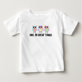 Para Bebê Coruja Faz Grandes Coisas Camiseta Cor-de-Rosa Fof