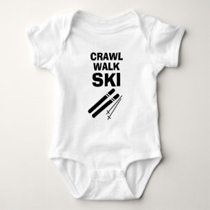 Para Bebê Crawl Walk Ski body com estampa engraçada de esqui