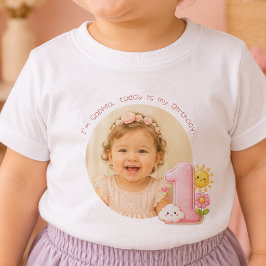Para Bebê Crie Sua Própria Camiseta Rosa de 1º Aniversário p