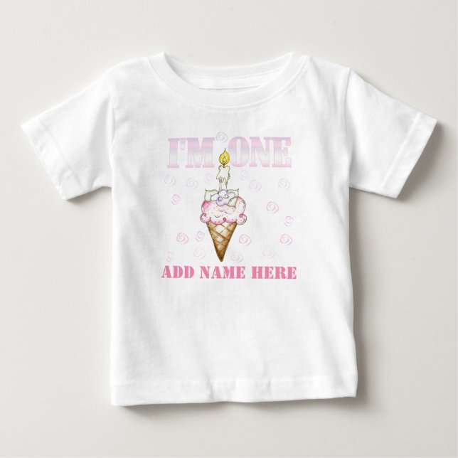 Para Bebê Cupcake Cone Eu sou uma camiseta primeiro aniversa (Frente)