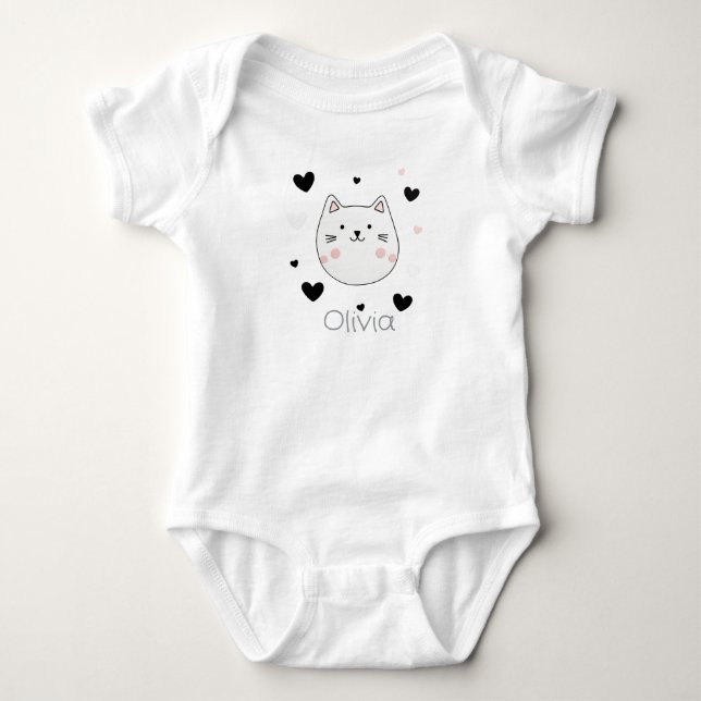Para Bebê Cute Cat Heart Baby Body (Frente)