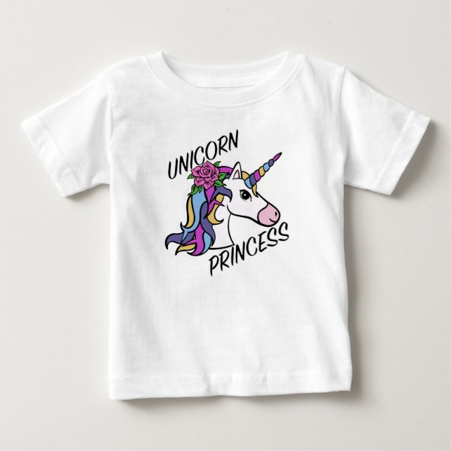 Para Bebê Design Princesa Unicórnio - Camiseta de Jersey Fin (Frente)