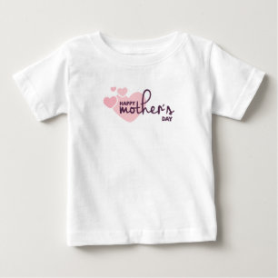 Para Bebê Dia de as mães Feliz dos Corações Rosa   Camiseta 
