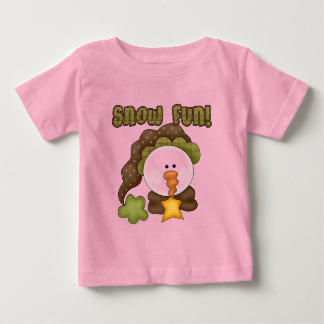 Para Bebê Diversão de Neve Um Camiseta e presentes (Frente)