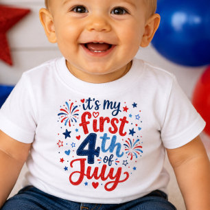 Para Bebê É a Minha Primeira Camiseta de 4 de Julho Baby