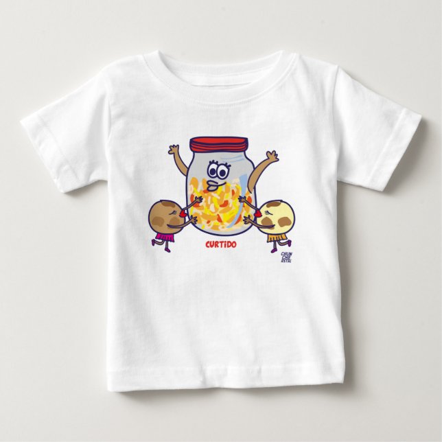 Para Bebê El Salvador, camiseta bebe pupusas y curtido (Frente)