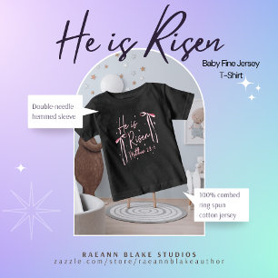 Para Bebê "Ele Ressuscitou" Baby Fine Jersey Camiseta