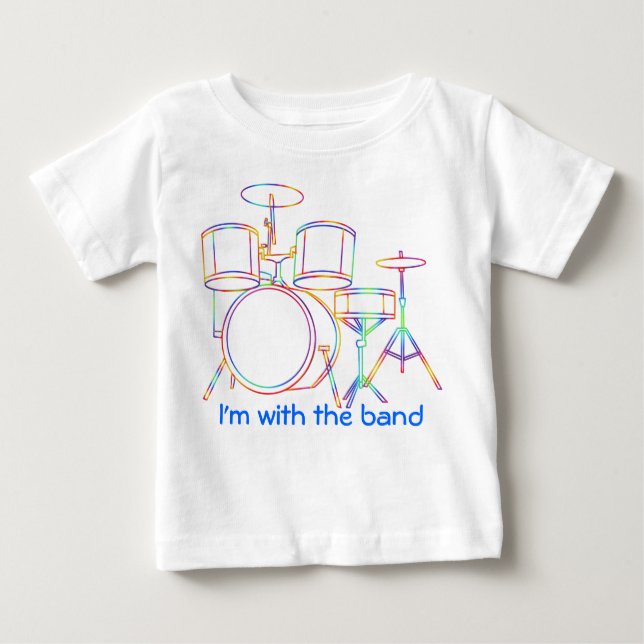 Para Bebê Estou com os tambores de camiseta banda (Frente)