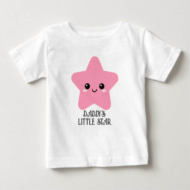 Para Bebê Estrelinha do Papai, Camiseta Gráfica Pink Star, F (Frente)