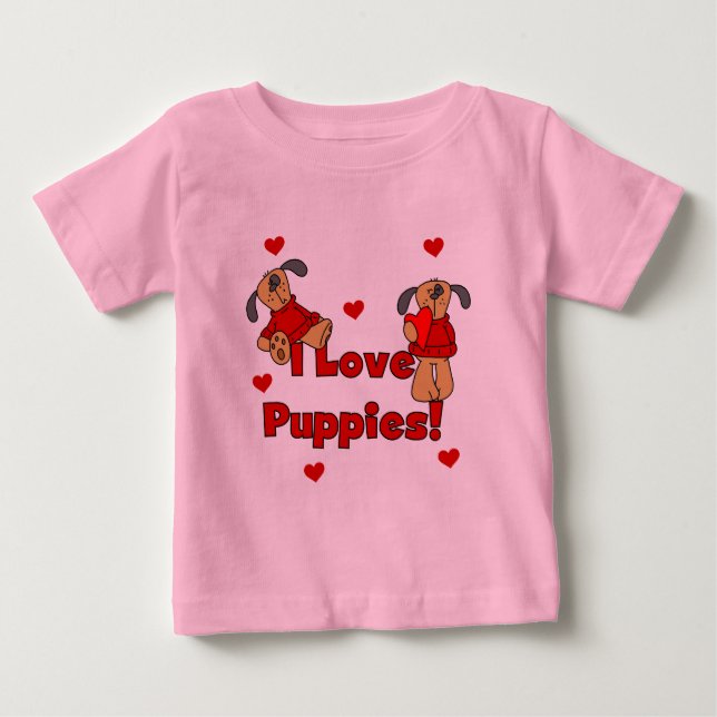 Para Bebê Eu amo o camiseta e os presentes dos filhotes de (Frente)