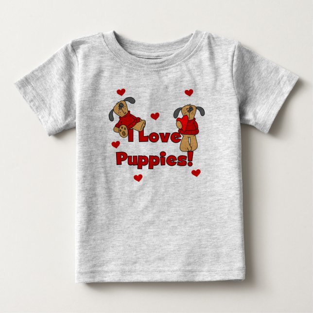 Para Bebê Eu amo o camiseta e os presentes dos filhotes de (Frente)