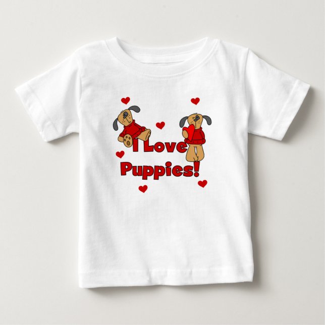 Para Bebê Eu amo o camiseta e os presentes dos filhotes de (Frente)
