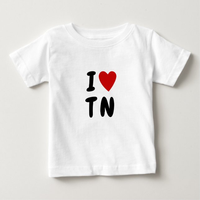 Para Bebê Eu amo T N | Camiseta personalizada TN Tennessee (Frente)