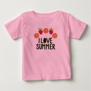 Para Bebê Eu Amo Verão Baby Camiseta Fofa Com Design De Fru