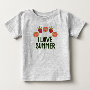 Para Bebê Eu Amo Verão Baby Camiseta Fofa Com Design De Fru