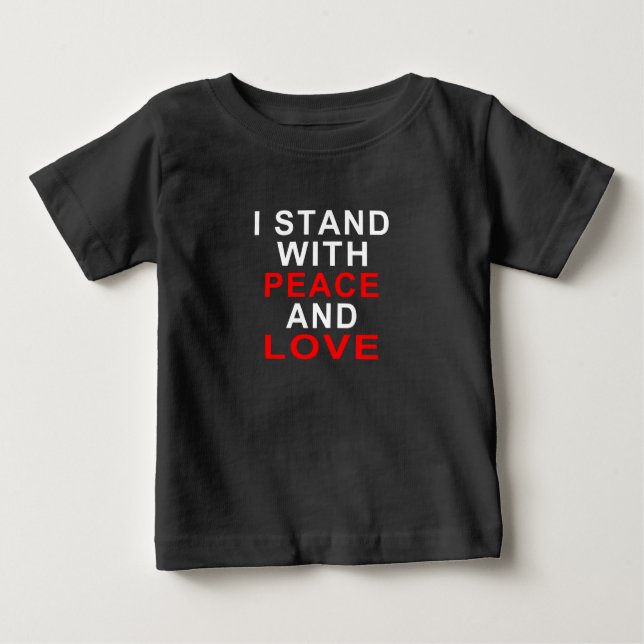Para Bebê Eu apoio a paz e o amor - Camiseta (Frente)