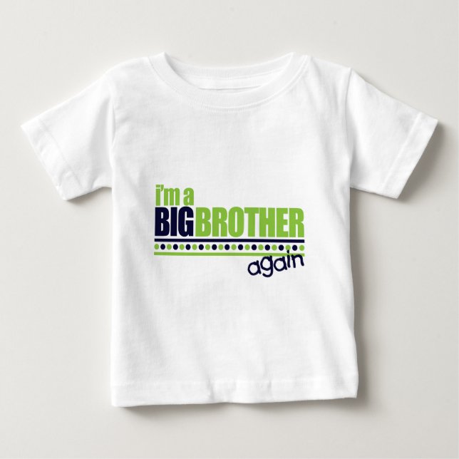 Para Bebê Eu sou o Big Brother Novamente Camiseta Azul/Verde (Frente)