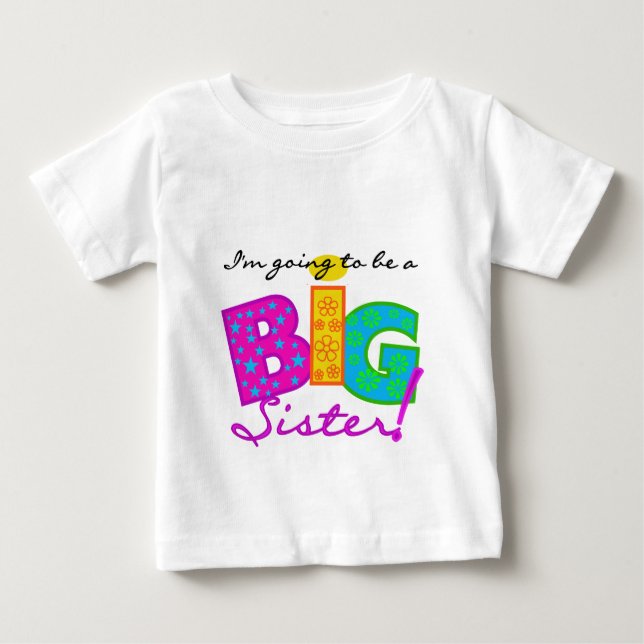 Para Bebê Eu vou ser um Camiseta de Irmã Grande (Frente)