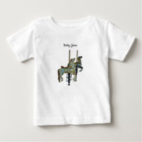 Feliz bonito Ir Redonda Cavalos Carrossel Camiseta