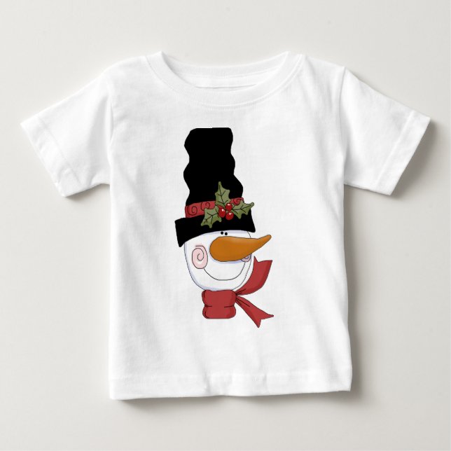 Para Bebê Feliz Camiseta e presentes de boneco de neve (Frente)