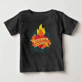 Para Bebê Flaming Heart Dia de los Muertos | Camiseta