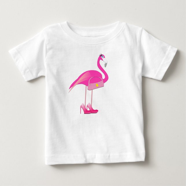 Para Bebê Flamingo rosa -  de camiseta do Baby Fine Jersey (Frente)