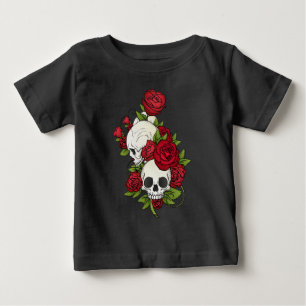 Para Bebê Floral Skulls Dia de los Muertos   Camiseta