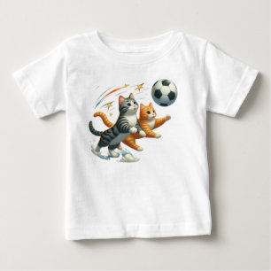 Para Bebê Gatos engraçados tocando FUTEBOL em uma camiseta b