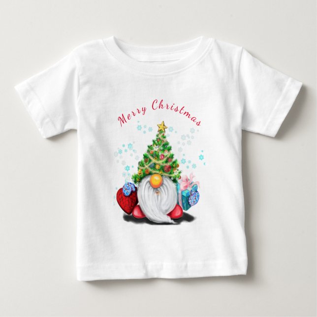 Para Bebê Gnomo Bonito Camiseta de Natal (Frente)