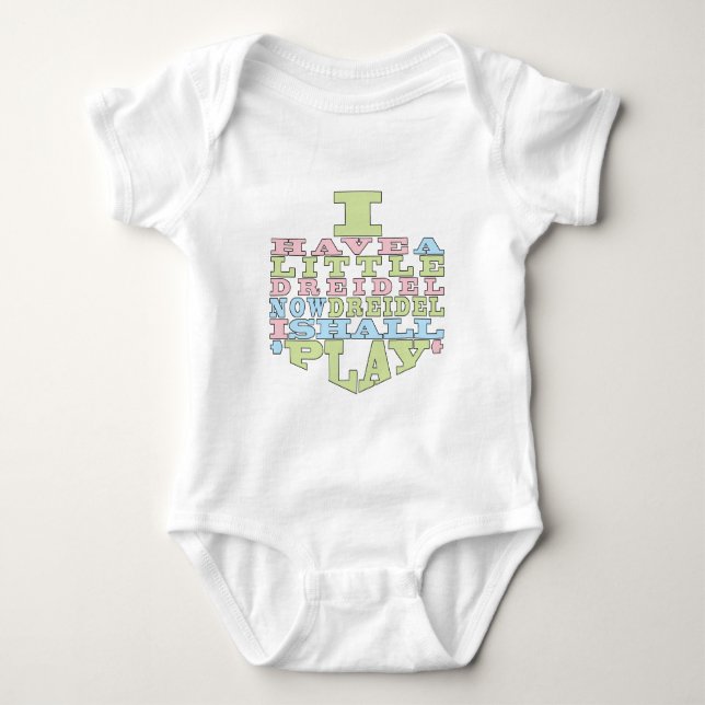 Para Bebê Hanukkah Baby Body Suit "DREIDEL PLAY" (Frente)